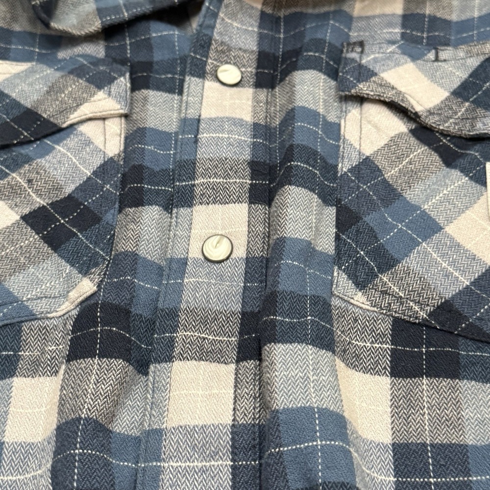 Carhartt Relaxed Fit Blue White Plaid Flannel Pearl Snap Shirt M Western Chore - Picture 5 of 7